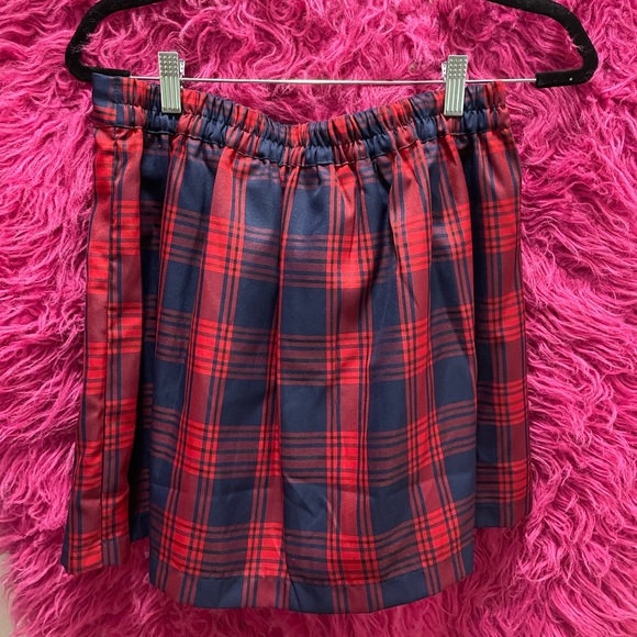 Red and Navy Pleated Skirt - Picture 4 of 4